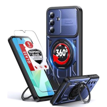 Imagem de LeYi Capa para Samsung Galaxy A16-5G: com protetor de tela de vidro, [Fit Magsafe] Capa resistente à prova de choque de 16 pés para smartphone Android robusta com suporte de anel invisível Samsung 16A