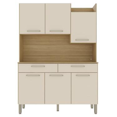 Imagem de Armário de Cozinha Compacta 132cm Stella Plus Freijó/Soft Z06 - Mpozenato