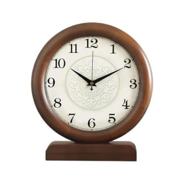 Imagem de Relógio de mesa de madeira relógio de mesa de sala de estar relógio de quartzo silencioso para decoração de sala de estar, quarto, cabeceira, prateleira relógio de mesa