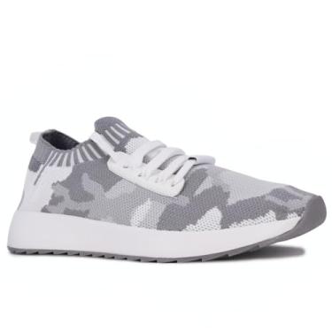 Imagem de Nautica T nis feminino fashion com cadar o t nis de corrida casual t nis de caminhada, Camo cinza Zila, 6.5