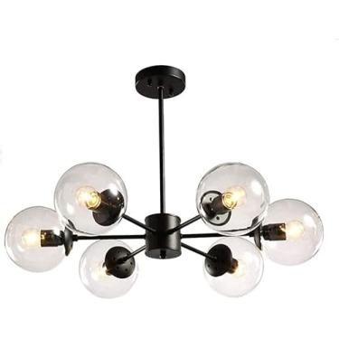 Imagem de Lustres Sputnik de latão 6 luzes, luminárias de teto industriais rústicas de meados do século, luminárias pendentes compatíveis, decoração moderna