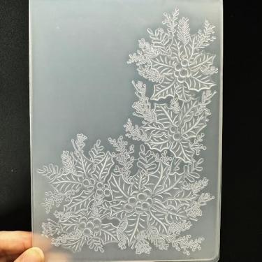 Imagem de Modelo de pasta em relevo de plástico 3D, textura de folhas de frutas com tema natalino, 12 x 17 cm para fazer cartões, faça você mesmo, scrapbook, papel, artesanato, artesanato, scrapbook, artes