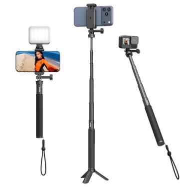 Imagem de SmallRig Tripé de bastão de selfie com grampo de telefone para câmera de ação, bastão de selfie extensível para GoPro 13 12 11, para Insta360 X5, para DJI Action 5 Pro, para AKASO e telefone - 5403