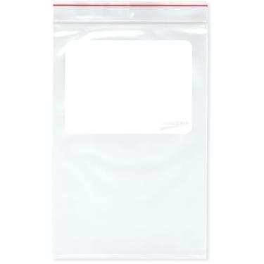 Imagem de Minigrip Red Line 15,24 cm x 22,9 cm (pacote com 200), 4 Mil com bloco branco e sacos de plástico reutilizáveis com zíper resistente para pendurar