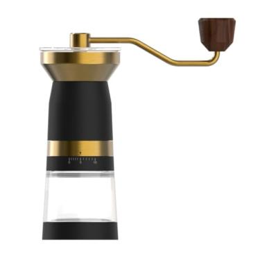 Imagem de VEVOK CHEF Moedor de café manual com 10 ajustes externos, moedor de feijão moderno, aço inoxidável, rebarba cônica, portátil, moedor de café manual para casa, acampamento, ouro