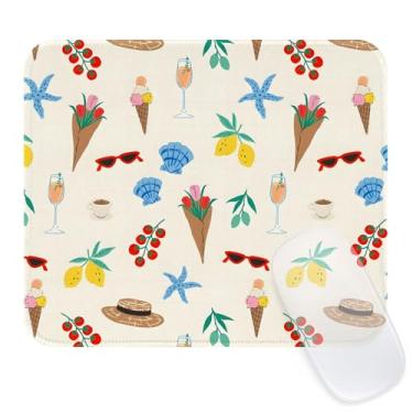 Imagem de Seorsok Tapete de rato com padrão de praia, tapetes de rato texturizados premium para computador portátil de escritório, tapetes de rato bonitos quadrados laváveis com bordas costuradas estendidas