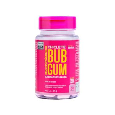 Imagem de BubGum – Chiclete Multivitamínico para Cabelos, Pele e Unhas com Biotina, Zinco e Vitaminas A, E, B3, B5 e B6 – 60 gomas sabor Tutti-Frutti