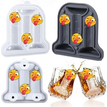 Imagem de Hoolerry Formas de cubos de gelo, formas divertidas, máquina de bola de gelo de silicone com tampa para coquetéis de uísque, suco, bebidas, acessórios de artesanato, presentes (cinza, estilo clássico)