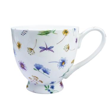 Imagem de Yaparhill Caneca de café de 473 ml Bone China Caneca floral de osso caneca de café fofa xícara de chá para mulheres mãe amiga (grama de 473 ml)