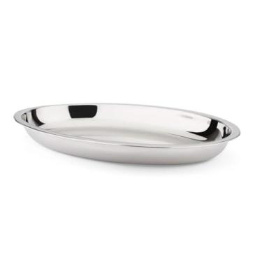 Imagem de Travessa Oval Funda James.F, Aço Inox, 40x28cm, Design Luxo