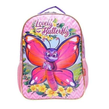 Imagem de Mochila De Costas Infantil Escolar Feminina Borboletas - Winth, Azul, 