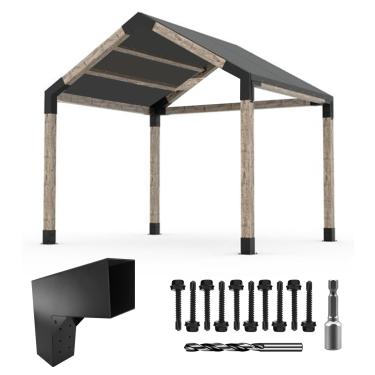 Imagem de ITeVe.GD Kits de suporte DIY de pérgula de 15 graus, suportes de canto em forma de L bidirecional para madeira serrada de 15,2 cm x 15,2 cm (real: 14 cm x 14 cm) para pérgula externa, Proch, cabine de