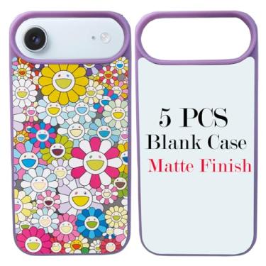 Imagem de JUSTRY 5 peças de capa de telefone em branco sublimação capas compatíveis com iPhone Air, fácil de sublimar DIY 2 em 1 capa 2D de borracha macia para impressão + inserção fosca atacado pacote