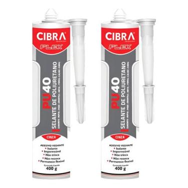 Imagem de Kit 2 Selante Cibra Pu40 Cinza 400g Adesivo Poliuretano