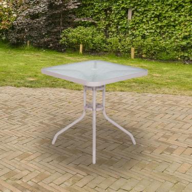 Imagem de Mesa para Jardim com Tampo de Vidro Quadrada Petrópolis Bel - Bege