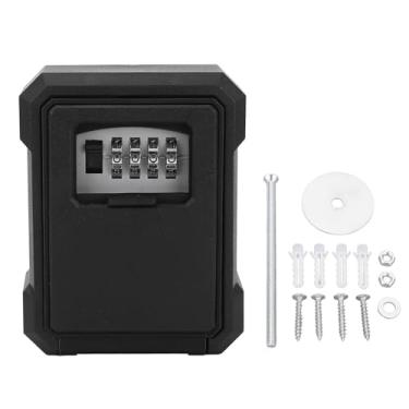 Imagem de FTVOGUE Cofre de Armazenamento de Chaves Tampa Frontal Estrutura Dividida Cofre de Combinação Portátil Montado na Parede para Escritório Doméstico (Preto)