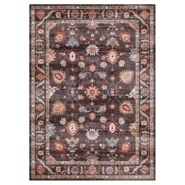 Imagem de Gertmenian Tapete de área lavável e fácil de cuidar para ambientes internos – 3 x 5 pequeno, ideal para áreas de alto tráfego na sala de estar, quarto, entrada – Casper Brown, 23229