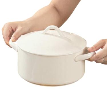 Imagem de Conjunto de pratos de cerâmica domésticos com personalidade engrossada - panela de sopa de 18,3 cm com tampa