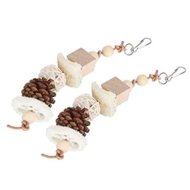Imagem de GLOGLOW Papagaio Pendurado Mastigar Brinquedo Materiais Naturais Bucha Rattan Bola Mastigar Brinquedo para Pequenos Pássaros Periquito Calopsitas Conures Budgies