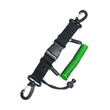 Imagem de Lljsszr Cordão para Mergulho com Clipe de Liberação Rápida Faixa Espiral para Lanternas de Mergulho Guia Profissional Construção em Metal com Extensão para Am, Verde