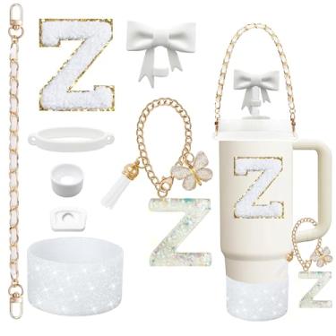 Imagem de Conjunto de acessórios de copo Stanley de 8 peças para copo Stanley Cup de 850 g 1,134 g com alça, incluindo tampa de palha e bota, tampa à prova de derramamento, pingente de alça, adesivo de iniciais