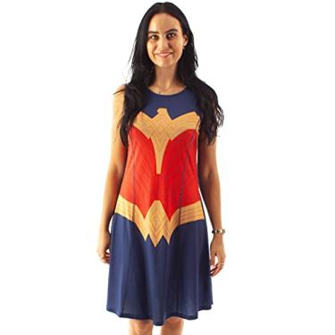 Imagem de DC Comics Vestido da Mulher Maravilha Cosplay Feminino Vermelho OU Azul Vestido Feminino Pequeno