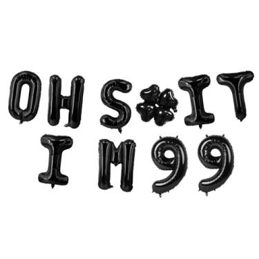 Imagem de Oh I'm 99! Balões de látex 40,6 cm preto hallo noventa e nove torcidas a 99 anos decoração temática para homem mulher feliz 99º aniversário festa estúdio foto adereço bandeira decorações lembrancinhas
