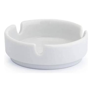 Imagem de 2X Kit 3 Cinzeiro Porcelana Branca Cinzeiros Redondo 8,5Cm C