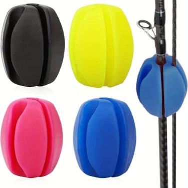 Imagem de 3 clipes reutilizáveis para vara de pesca – suportes de amarração de plástico em forma de ovo para armazenamento seguro da vara – acessórios de pesca compatíveis com barcos e carros para pescadores