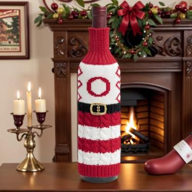 Imagem de Capa de garrafa de vinho de Natal, enfeite de mesa para festa sazonal, sala de jantar ou exibição em casa, letra O