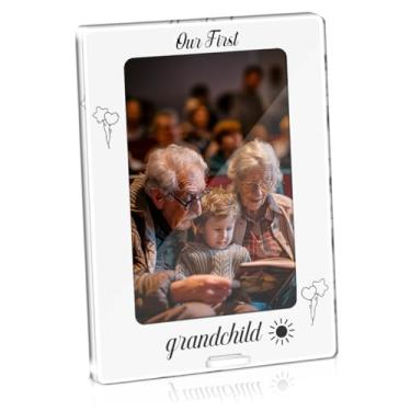 Imagem de Porta-retrato Our First Grandchild exibe foto 10 x 15 cm, presentes para avós pela primeira vez, avô