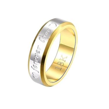 Imagem de Anéis de noivado de ouro de 4 mm 6 mm para casais, anel de compromisso de aço inoxidável de prata dourado para homens e mulheres anel de polimento alto ajuste confortável tamanho 5-13, Aço inoxidável