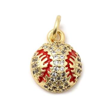 Imagem de 1 peça, berloques de zircônia de latão banhado a ouro 18K real para colar faça você mesmo, pulseira, brinco, chaveiro, artesanato, fabricação de joias, 12,5 x 10 mm, vermelho