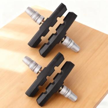 Imagem de 2 pares de pastilhas de freio em V para bicicleta, pastilhas de freio cantilever pretas, blocos de freios de bicicleta de borracha - sem ruído e sem derrapagem (70 mm)