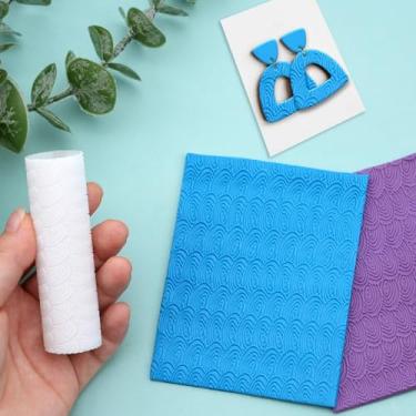 Imagem de Rolo de textura de argila de polímero, rolo de argila de polímero para fazer brincos, funciona com cortadores (floral)