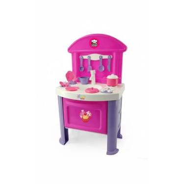 Imagem de Cozinha Infantil Completa Rosa Com Água Acessórios Chef Gourmet Simo T