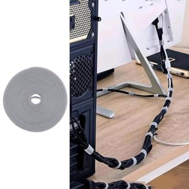 Imagem de Abraçadeiras de fita de fixação reutilizáveis, organizador de cabos multiuso para armazenamento de cabos de dados, laço reutilizável de gerenciamento de cabos de gancho e laço