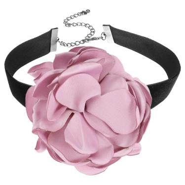 Imagem de PATIKIL Colar de gargantilhas de rosas para mulheres, gargantilhas de flores, acessórios modernos de veludo ajustável, One Size, Algodão, Âmbar