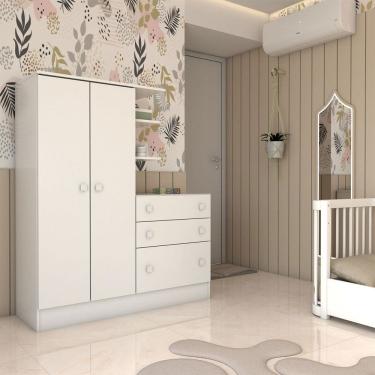 Imagem de Guarda-Roupa Infantil com Cômoda Colorê 2 Portas 3 Gavetas Branco - Panorama Móveis