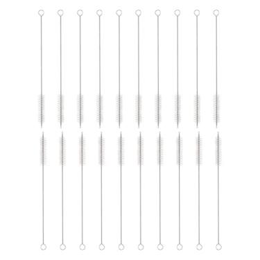 Imagem de HARFINGTON Conjunto de escovas de limpeza de palha, aço inoxidável 304 de comprimento e cerdas de nylon para garrafa de água, tubos de copo de canudo de silicone, branco (12 mm OD, conjunto de 20
