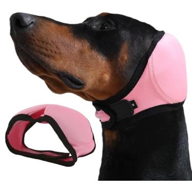 Imagem de Harbyel Protetores de orelha de cachorro e touca de natação e faixa de orelha sem agitação para banho, hematoma, secagem e alívio da ansiedade de ruído - Proteção elástica à prova d'água com capuz