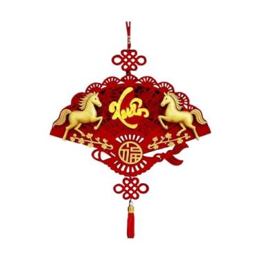 Imagem de UGPLM Decoração de parede para o Ano Vietnamita, enfeite com estampa de cavalo, placa decorativa para entrada com borla para quarto ou porta de, Style F