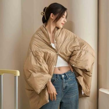 Imagem de JUSHZ Cobertor leve de plumas e mantas femininas masculinas para cama adulto longo casal solteiro para sofá inverno xale quente leve para viagem escritório e portátil (70 x 130 cm, marrom claro)