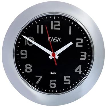 Imagem de Relógio Moderno Silencioso de Parede Prata e Preto Para Escritório, Sala e Cozinha
