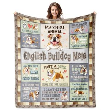 Imagem de Ucuxuov Presentes de buldogue inglês para mulheres, cobertor de buldogue inglês 152 x 127 cm, presentes de buldogues ingleses para mãe de cachorro, buldogues ingleses, presente para donos, amantes