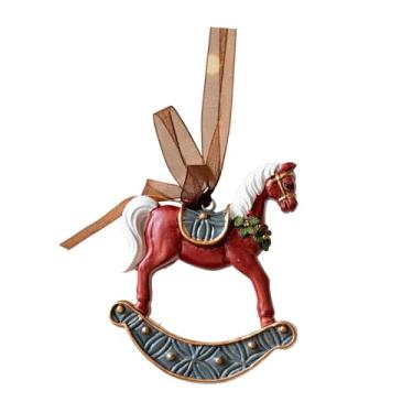 Imagem de Esquirla Enfeite de Natal para pendurar na árvore, decoração em resina artesanal, decoração natalina para casa e ambientes internos, linda estátua para, Cavalo