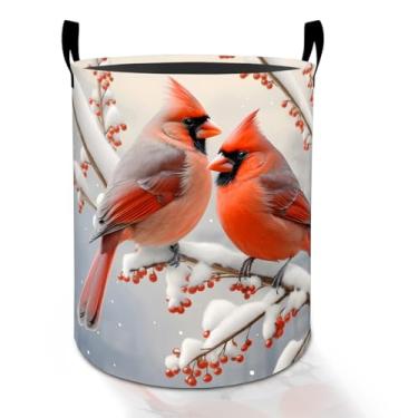Imagem de Cesto de lavanderia Cardinal para meninos, meninas, crianças, adultos, caixa de armazenamento de roupas Oxford dobrável, impermeável, organizador de pássaros vermelhos para quarto, banheiro, decoração
