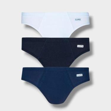 Imagem de Cueca Slip Lupo Kit c/3 unidades 0515, P, Preto, Marinho, Branco
