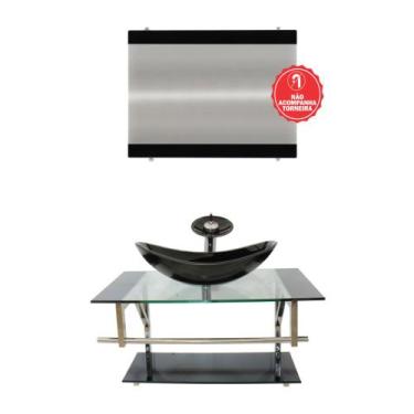 Imagem de Gabinete de Vidro 80cm para Banheiro Dinamarca - EKASA, Preto