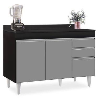 Imagem de Balcão Gabinete Para Pia Com Tampo 120cm Michigan Pto-cinza - Lumil